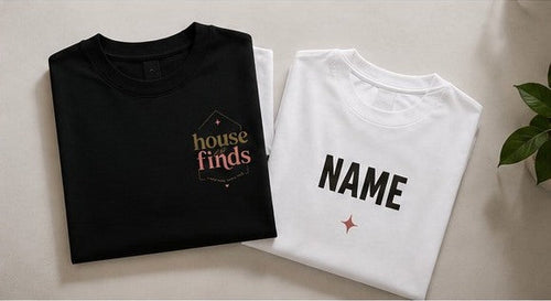 Folded black and white custom logo T-shirts