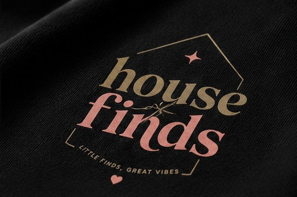 Close-up of custom logo print on black T-shirt