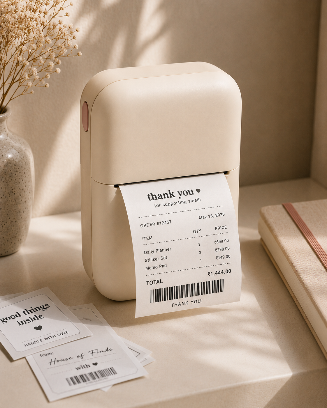 Pocket Thermal Printer with House of Finds packaging