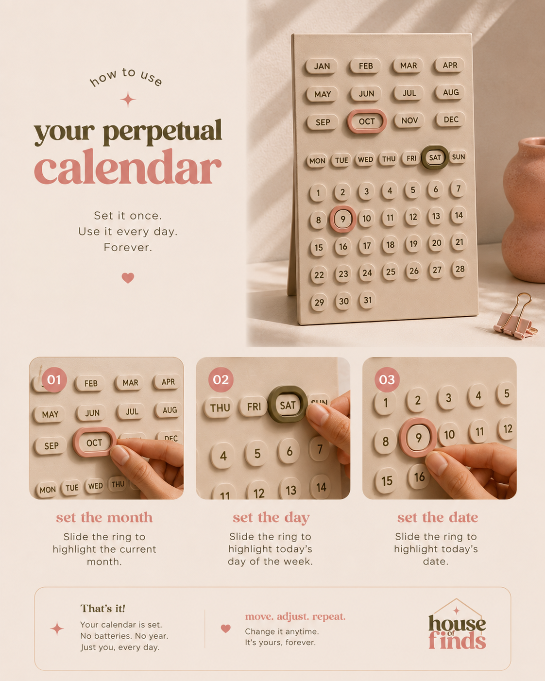How to use your perpetual calendar