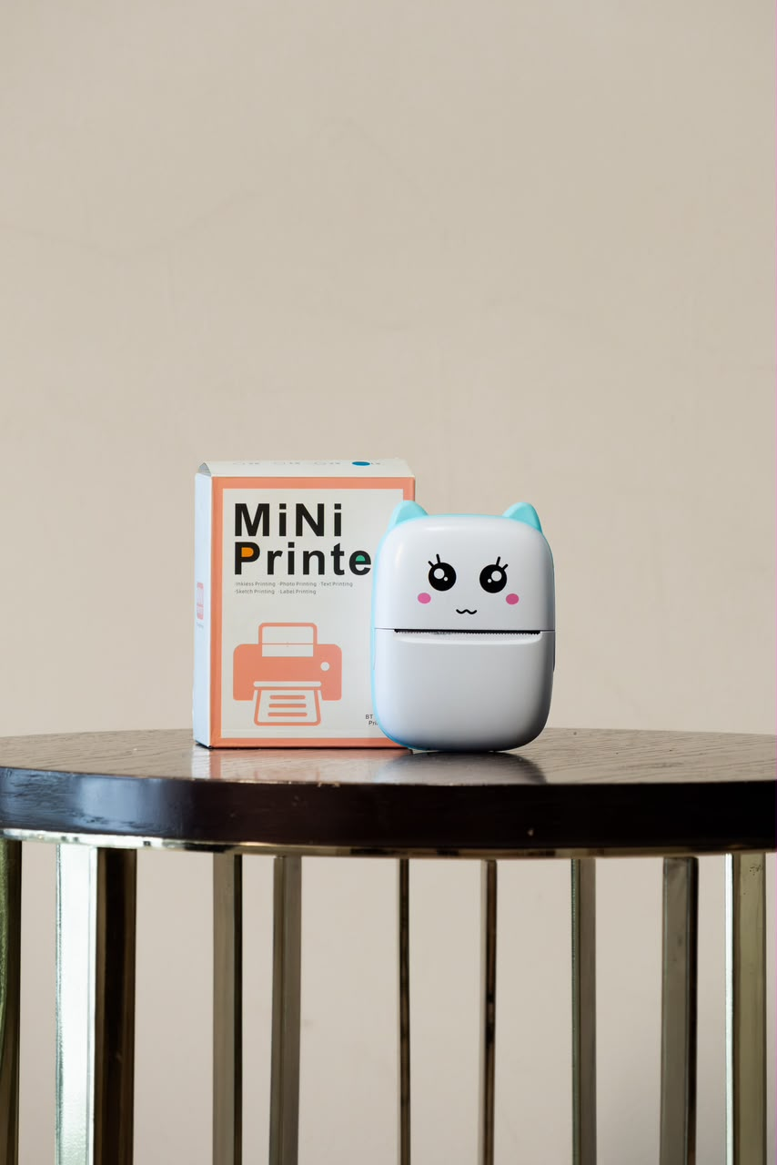 Blue mini thermal printer with retail box