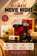 House of Finds Movie Night Bundle with mini projector and oil-free popcorn maker