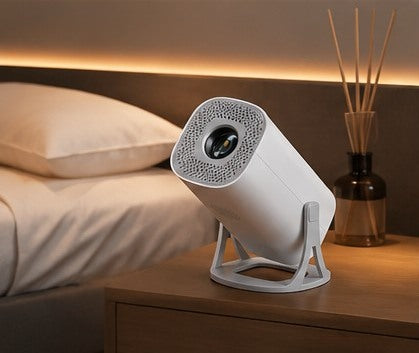 Smart portable projector on a bedside table