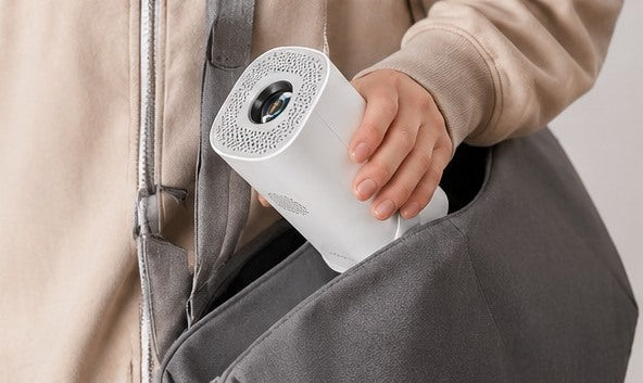 Portable projector being carried in a bag